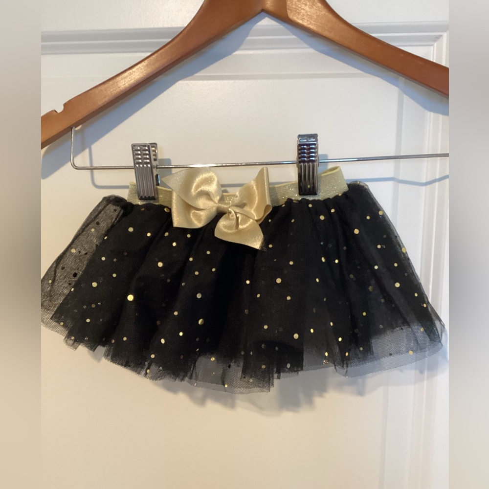 Black Tulle Skirt with Gold Poka Dot Accents